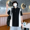 Solapa diseño sentido patchwork manga corta chicos loose fry street verano retro camiseta Specification image